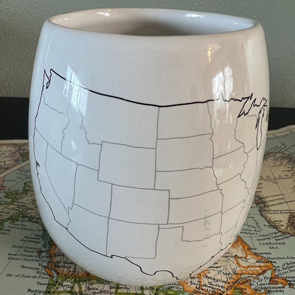 TROUVAILLE United States Color-In Map Mug ~  Geography ~ Road Trips ~  USA Map - Picture 4 of 8